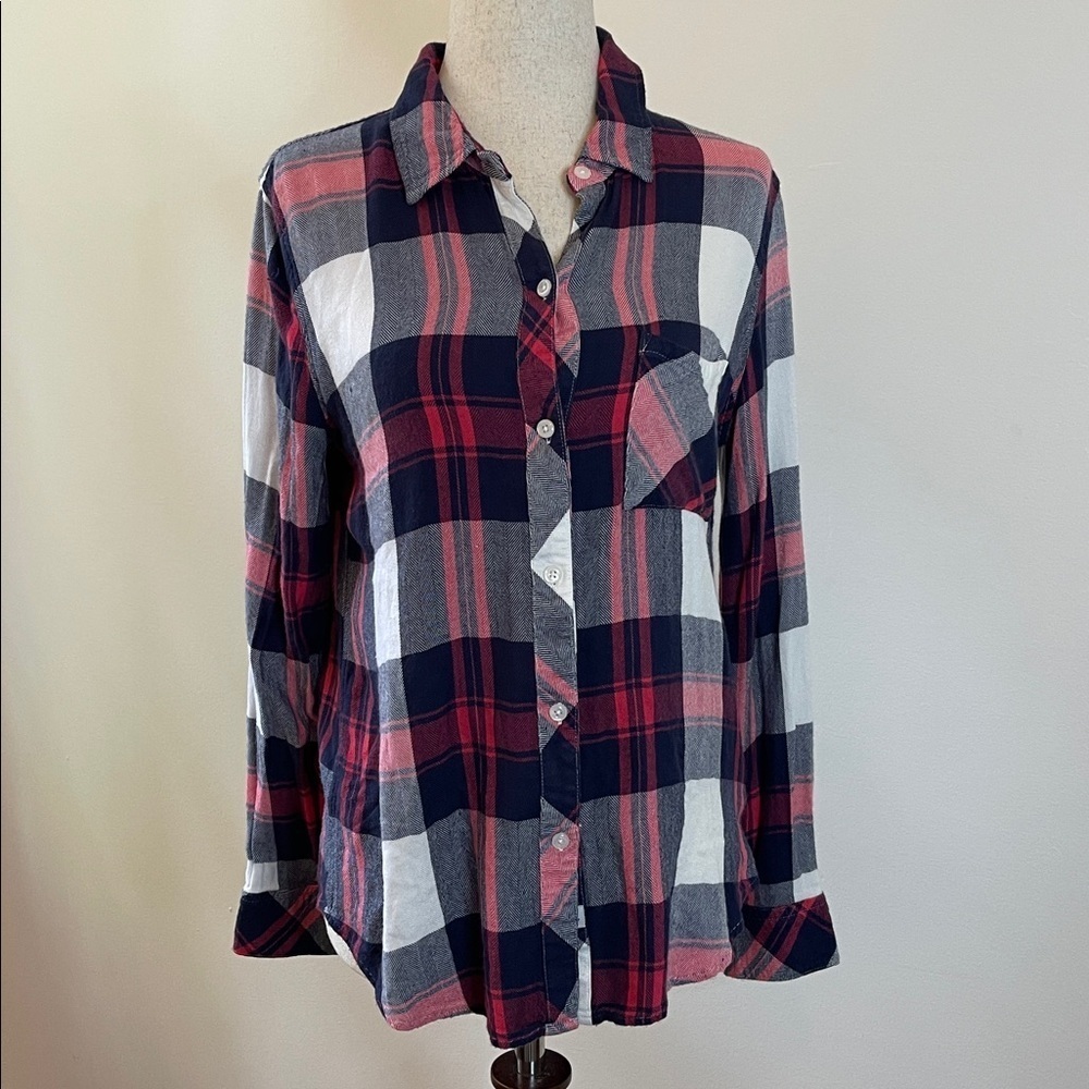 Rails Small Plaid Button Down Flannel Shirt Rayon Long Sleeve